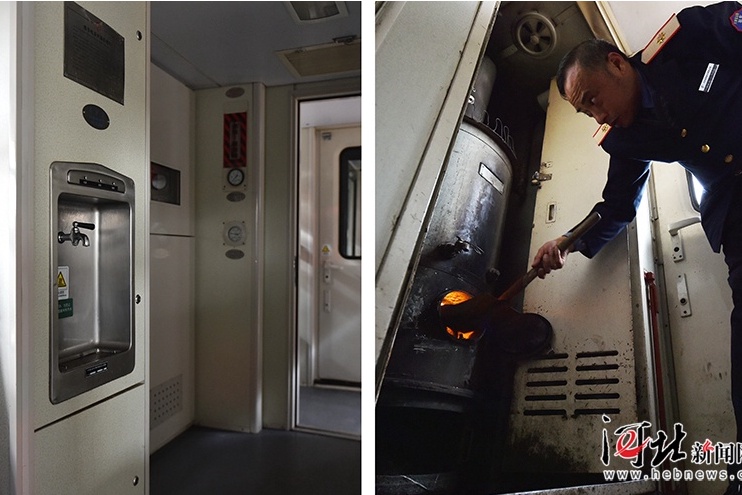 4月16日,天津火车站,即将首发的7703/4次列车的电茶炉(左)取代了老式"