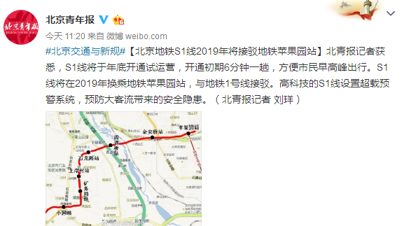 北京地铁s1线线路图图片